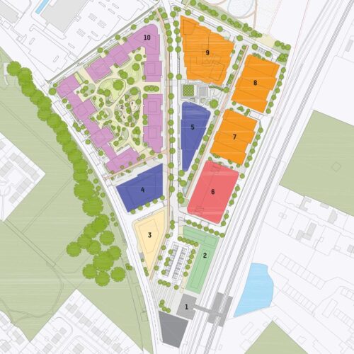Masterplan layout showing commercial and residential main